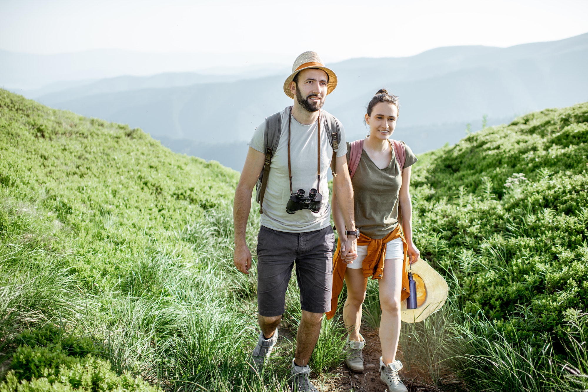 Couple traveling in the mountains